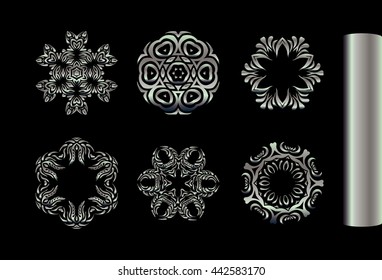 Traditional silver decor. Oriental silver pattern