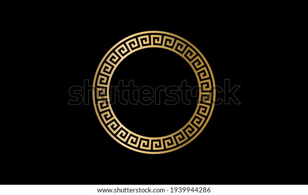 Traditional Simple Meander Golden Circle Frame Stock Vector (Royalty ...