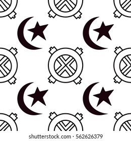 Traditional simple mexican vector pattern with star and moon.