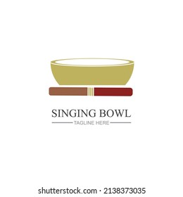 traditional singing bowl logo vector illustration design template