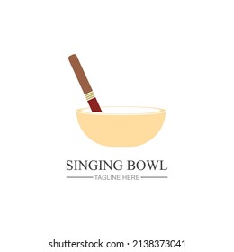 traditional singing bowl logo vector illustration design template