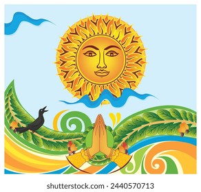 Traditional Sinhala and Tamil New Year wishes vector illustration 