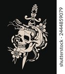 Traditional skull and snake vector design