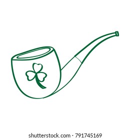 Traditional smoking pipe outline on a white background, Patrick day vector illustration