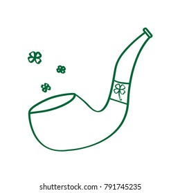 Traditional smoking pipe outline on a white background, Patrick day vector illustration