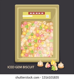 Traditional snack Iced Gem Biscuit commonly found in Malaysia and Singapore