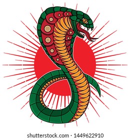 traditional snake cobra flash tattoo, vector EPS 10