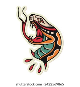 Diseño vectorial de tatuajes tradicionales de serpiente
