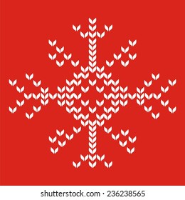  Traditional snowflake ornamental scandinavian pattern for knit and embroidery, stock vector. Geometric ethnic spokes knitwear pattern, winter christmas background, card. Christmas Sweater Design. 