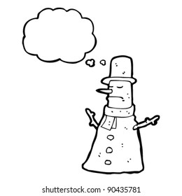 traditional snowman drawing with speech bubble