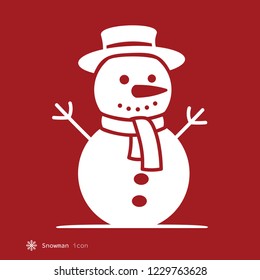 Traditional snowman, simple vector character. Shape suitable for cutting out or coloring.