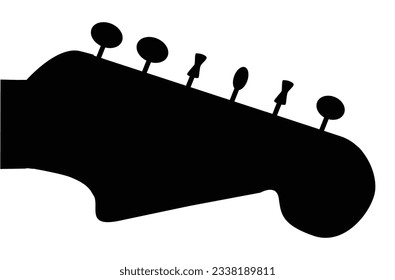 A traditional solid body electric guitar headstock in silhouette isolated on a white background