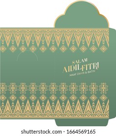 traditional songket textile texture money packet vector/illustration with malay words that mean 'blessed aidilfitri','i seek forgiveness'