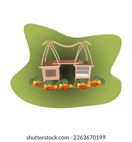 traditional soto cart. one of favourite food in indonesia. illustration vector
