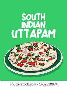 traditional south indian food uttapam vector illustration