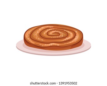 Traditional Spanish cake ensaimada. Vector illustration on white background.