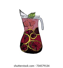 Traditional spanish drink.Sangria.Vector illustration