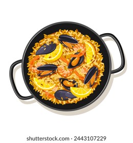 Traditional Spanish paella food isolated on a white background. 
