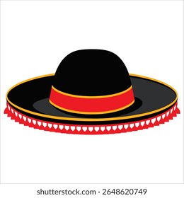 Ilustração tradicional em espanhol do vetor sombrero. Ilustração acessória flamenco icônica ideal para cartões postais de viagem e marca de eventos culturais.