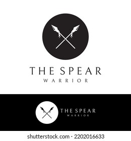 Traditional spear head and arrow head logo design for hunting.
