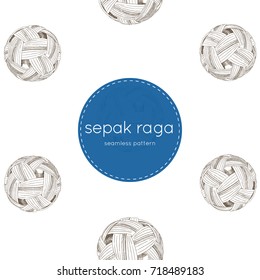 Traditional Sport of Thailand Rattan Ball or Takraw, The Southeast Asia Favorite Sports seamless pattern vector.