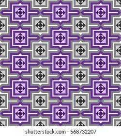 Traditional square matrix pattern - seamless editable repeating vector background wallpaper (purple)