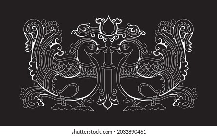 Traditional Sri Lankan art Black Swan Vector