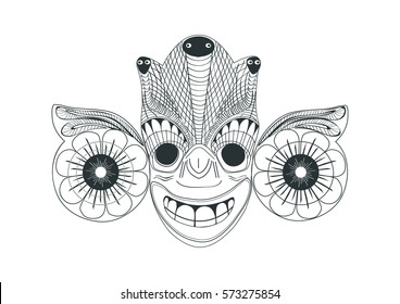 Traditional Sri Lankan mask illustration