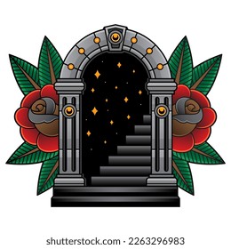 traditional stairs tattoo, vector EPS 10