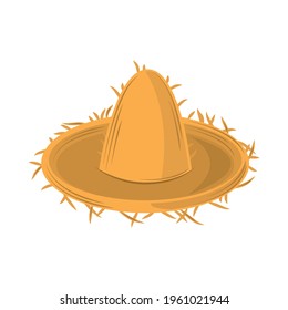 traditional straw hat isolated icon