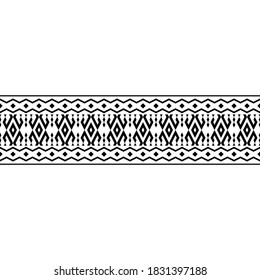 Traditional stripe ethnic motif pattern texture design vector in black white color