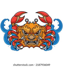 Traditional Style Crab Tattoo, Vector EPS 10