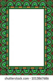 Traditional stylized ethnic frame. A4 format. Nephrite ornament.