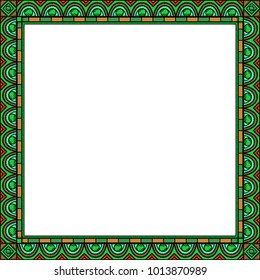 Traditional stylized ethnic frame. Square ornament. Nephrite material.