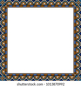 Traditional stylized ethnic frame. Square ornament.