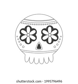 Traditional sugar Mexican skull. Day of the dead skull. Vector illustration isolated on white background