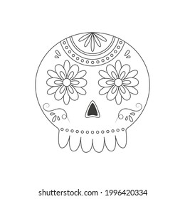 Traditional sugar Mexican skull. Day of the dead skull. Vector illustration isolated on white background