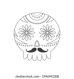 Traditional sugar Mexican skull. Day of the dead skull. Vector illustration isolated on white background