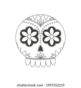 Traditional sugar Mexican skull. Day of the dead skull. Vector illustration isolated on white background