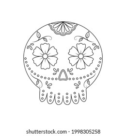 Traditional sugar Mexican skull. Day of the dead skull. Vector illustration isolated on white background