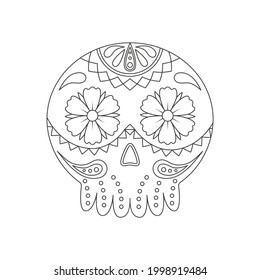 Traditional sugar Mexican skull. Day of the dead skull. Vector illustration isolated on white background