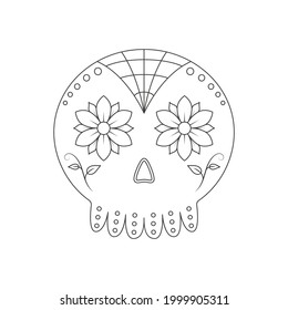 Traditional sugar Mexican skull. Day of the dead skull. Vector illustration isolated on white background