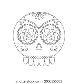 Traditional sugar Mexican skull. Day of the dead skull. Vector illustration isolated on white background