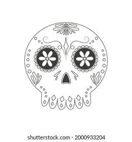 Traditional sugar Mexican skull. Day of the dead skull. Vector illustration isolated on white background