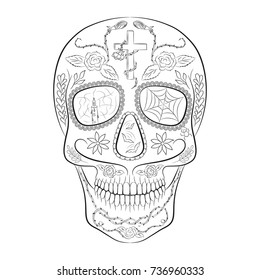 Traditional sugar skull. Element of design for the day of the dead. 