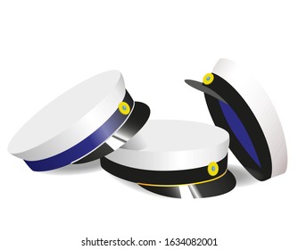 Traditional Swedish graduation caps for "Studenten", to celebrate the finish  from Gymnasium. Blue and black ribbons. Vector Illustration