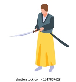 Traditional sword icon. Isometric of traditional sword vector icon for web design isolated on white background