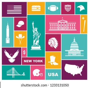 Traditional symbols of architecture and culture of the USA