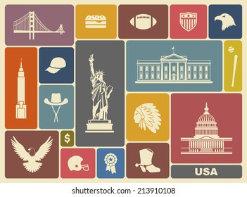 Traditional symbols of architecture and culture of the USA