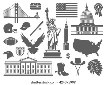 Traditional symbols of architecture and culture of the USA